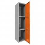 Locker metálico dual grande - 3 puertas naranja